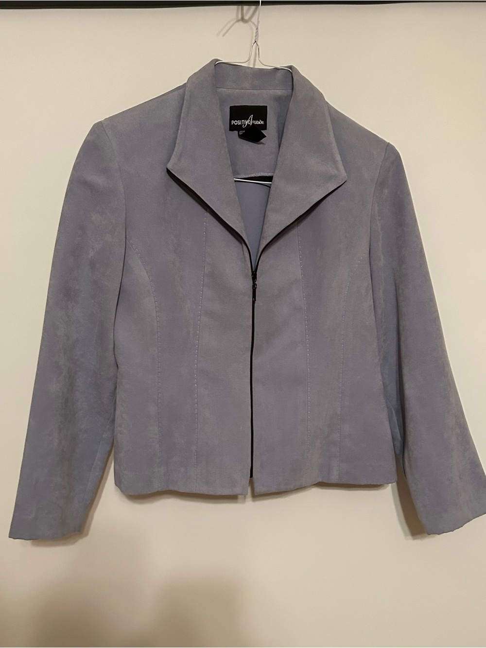 Positive Attitude Light Gray Suede Zip Jacket